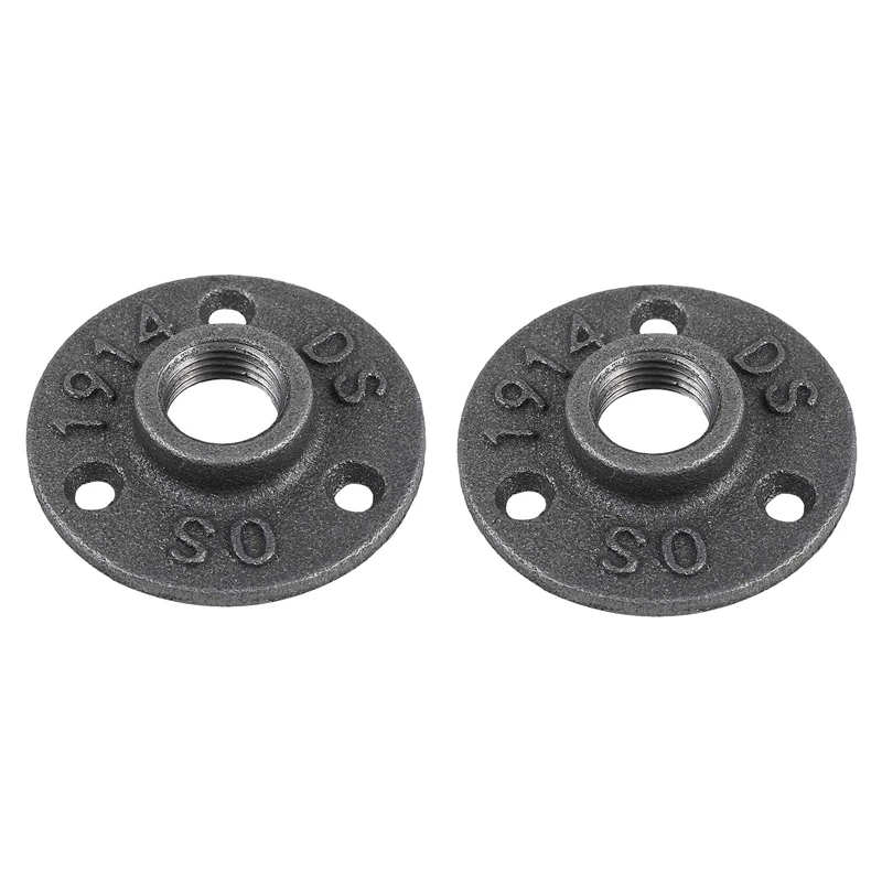 1 Inches Malleable Cast Iron Pipe Flange, Industrial Pipe Flanges For Threaded Black Pipes And Fittings 2 Pcs