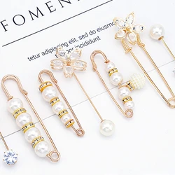 Women's Clothing Brooch Pearl Crystal Brooches for Women Lapel Pin Tightening Waist Pin Buckle Badge Diy Pants Dress Accessories