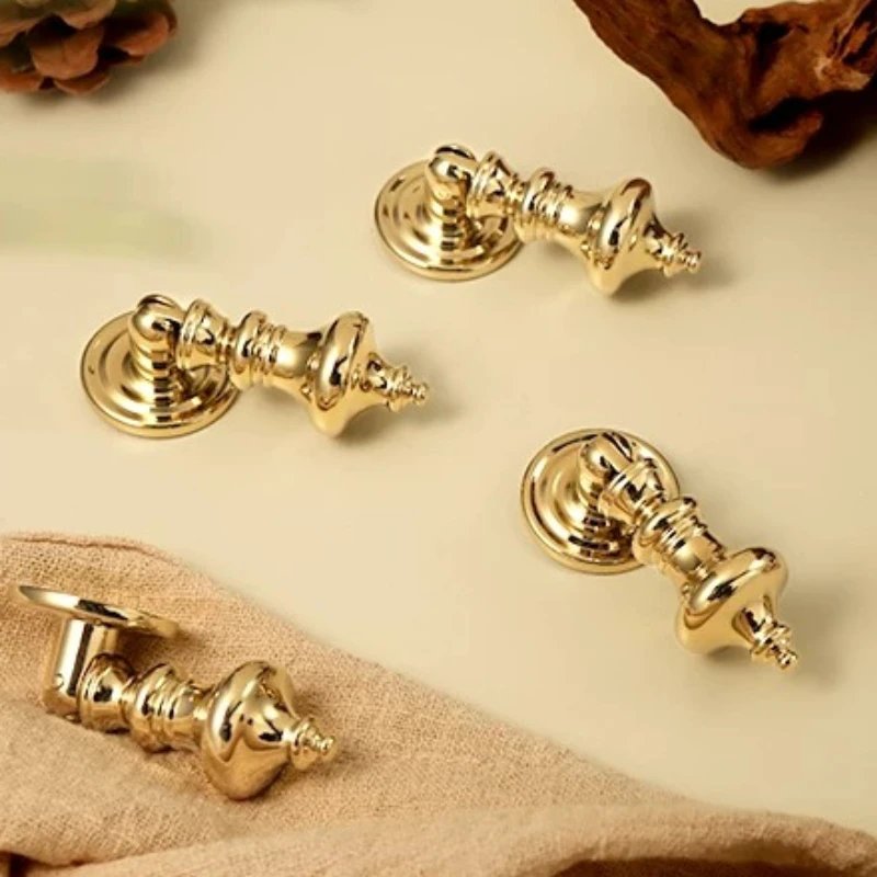 Light Luxury Bright Gold / Chrome Kitchen Cabinet Drop Pulls Single Hole Knobs for Dresser and Drawer Modern Furnitrue Handles