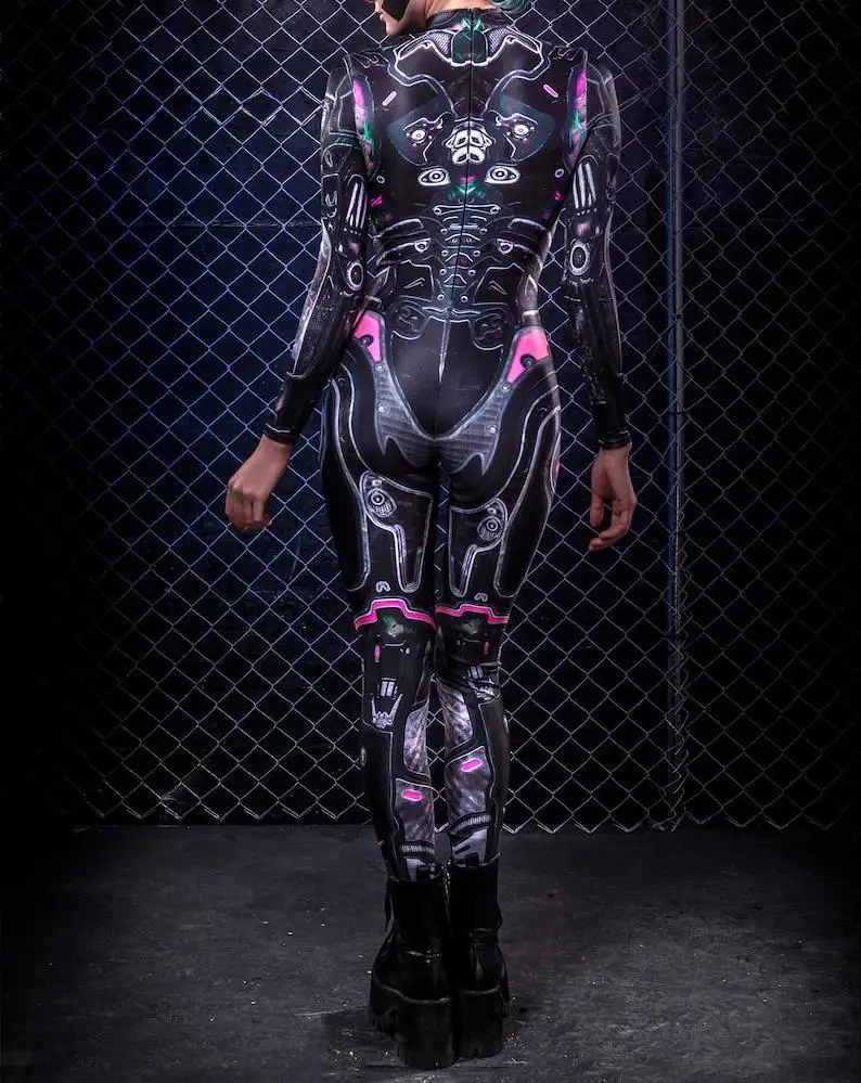 Damen 3D-Digital-Druck Erwachsenen-Cosplay Einteiler-Kostüm Reißverschluss-Jumpsuit Zentai-Kostüm Halloween-Spiel-Party-Bodysuit 2026 – Detail 11