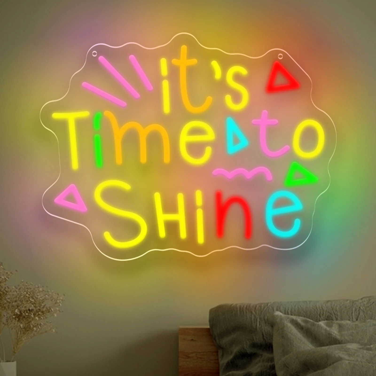 Its Time To Shine Neon Sign LED Wall Art USB Powered  Bedroom Party Studio Kids Room Birthday Backdrop Positive Vibes Decor Gift