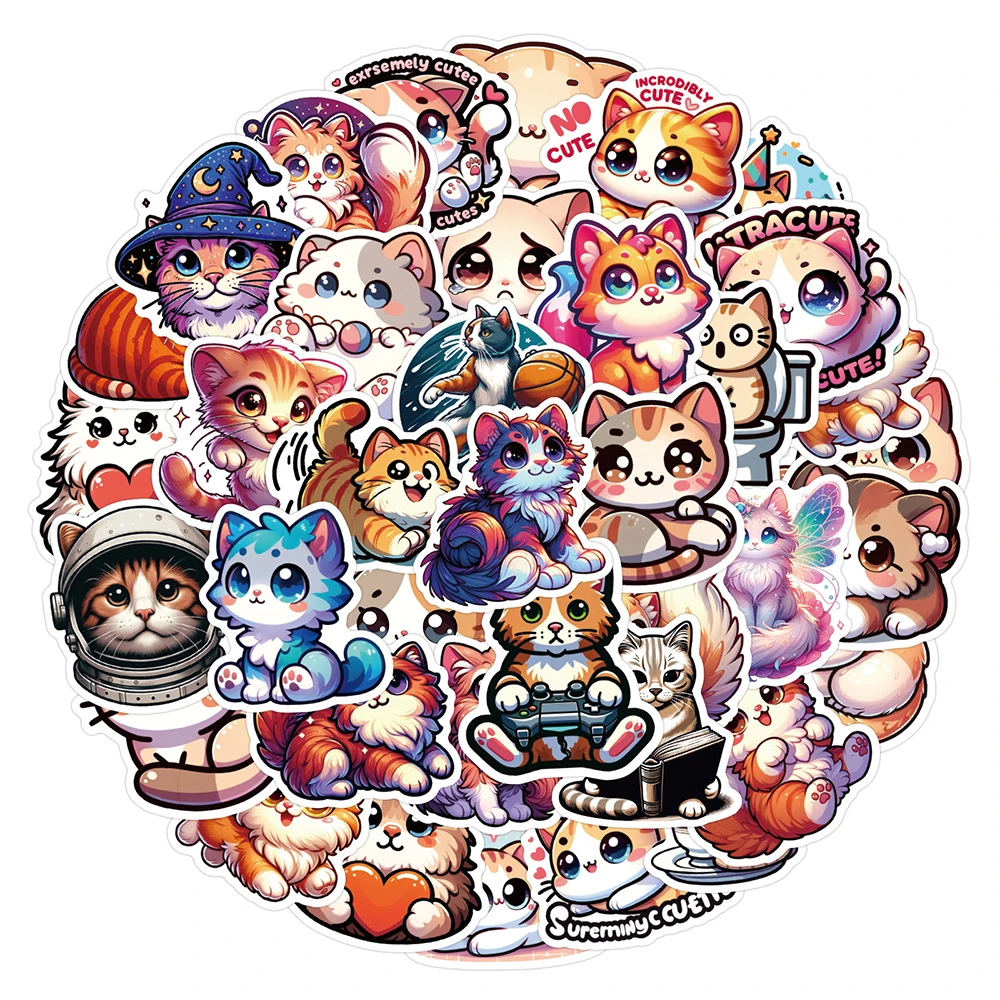 Pegatinas de Graffiti de gato Kawaii, 10/30/50 piezas, calcomanías bonitas para decoración de maleta, cuaderno, portátil, teléfono, papelería, Juguetes