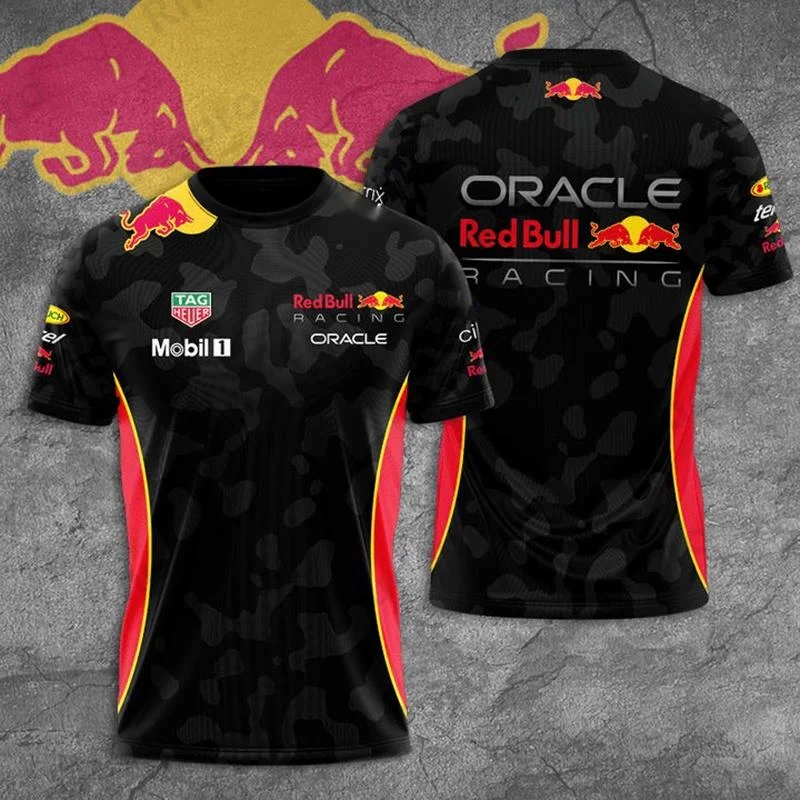 Red Bull Oracle Racing Team  Ropa Hombre Mobil 1 Print 3D Camo Men Women Casual T-Shirt Summer 2024 Clothes Tops