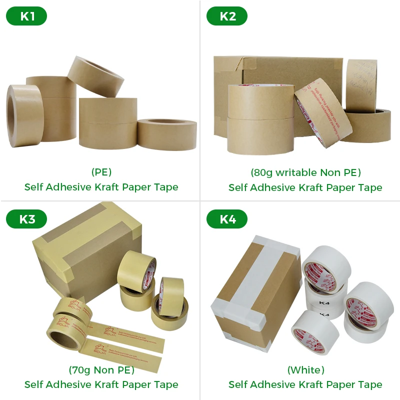 10 pieces.custom.Custom print Eco Friendly gummed reinforced packaging sealing self adhesive kraft paper tape