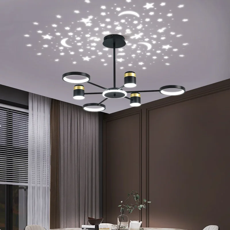 Imagem -03 - Modern Led Hanging Chandelier Romântico Starry Pendant Lamp Luminária Sala de Estar Sala de Jantar Quarto Restaurante Home Decor