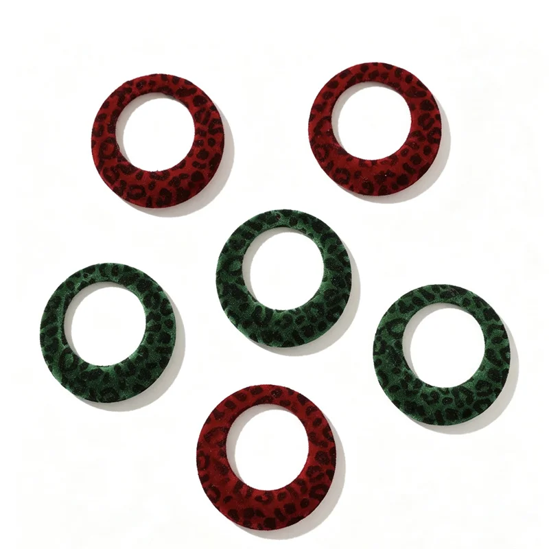 Wholesale 40pcs/lot Flocking effect leopard print geometry rounds shape resin diy jewelry garment hair accessory