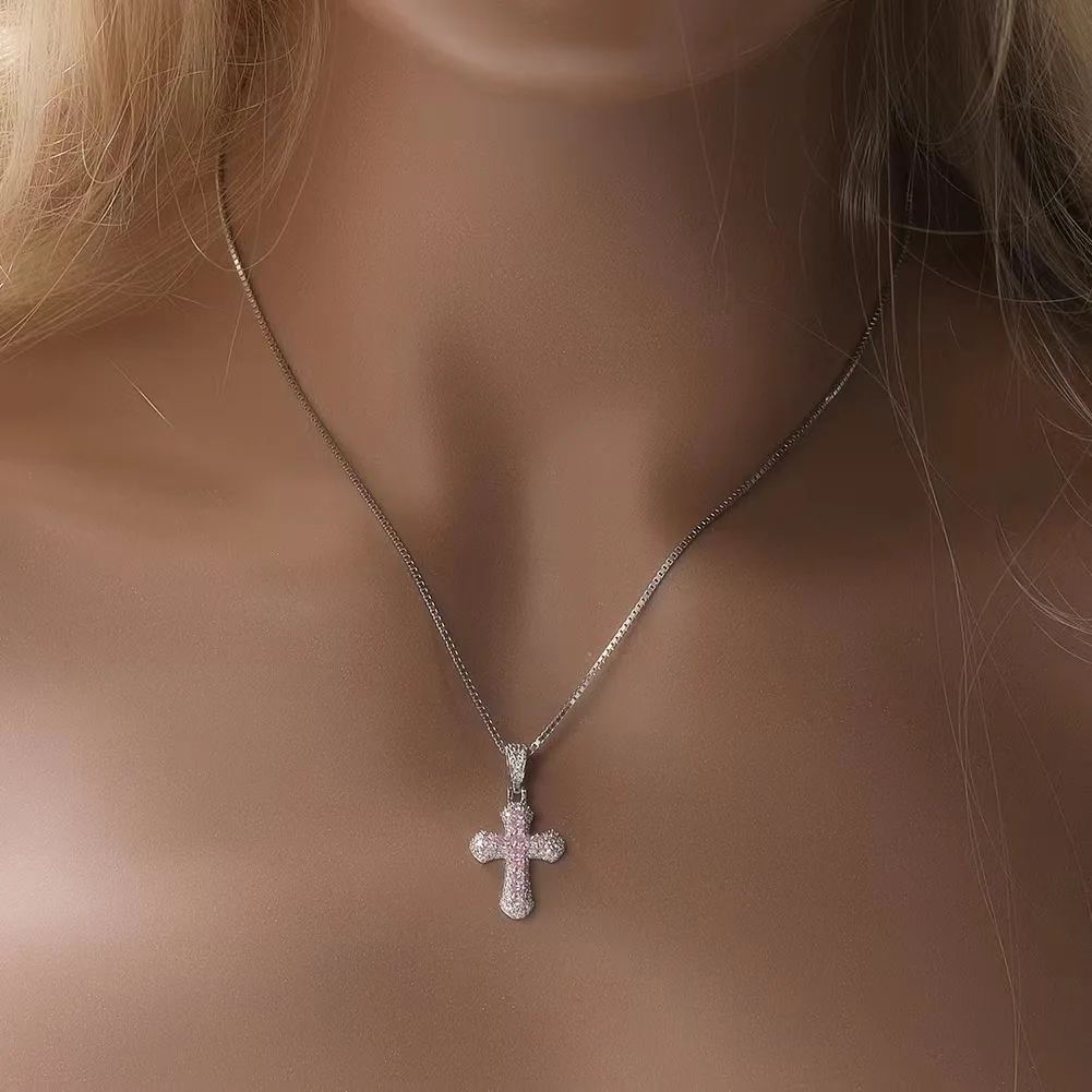 2024New Stainless Steel Men Women Hip Hop Cross Pendant Necklace Zircon Chain Iced out Bling Necklaces Punk Jewelry Fashion Gift