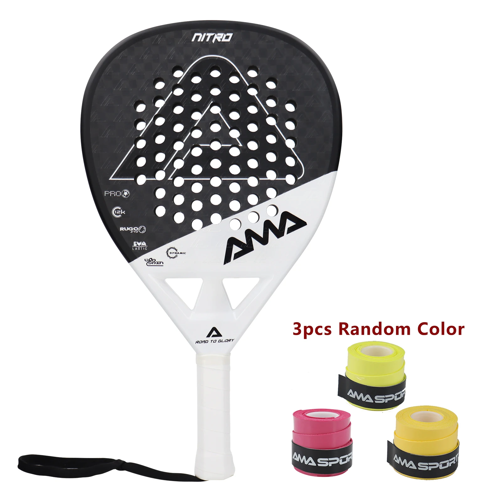 

AMA SPORT 12K Padel Racket Tear Shape Tennis Padel With 3D Decal Coating, Ergonomic Design for Intermediate & Advanced Players