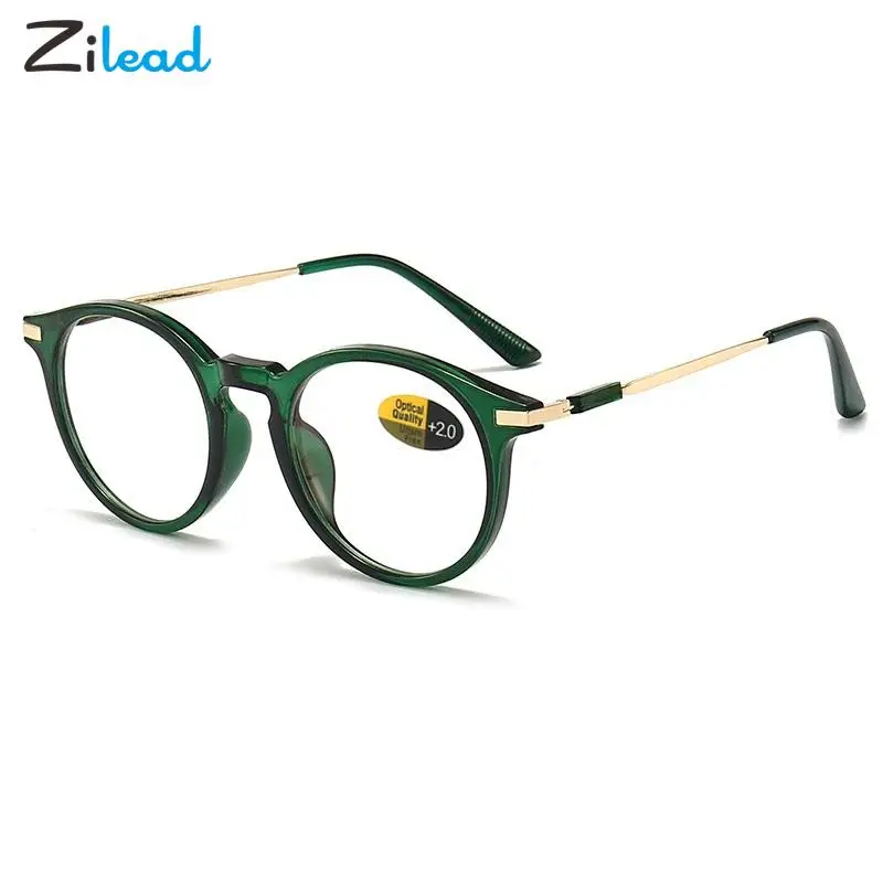 Zilead New Reading Glasses Women Men Universal Round Frame Anti Blue Light Newspaper Reading Mobile Phone Presbyopic Eyeglasses