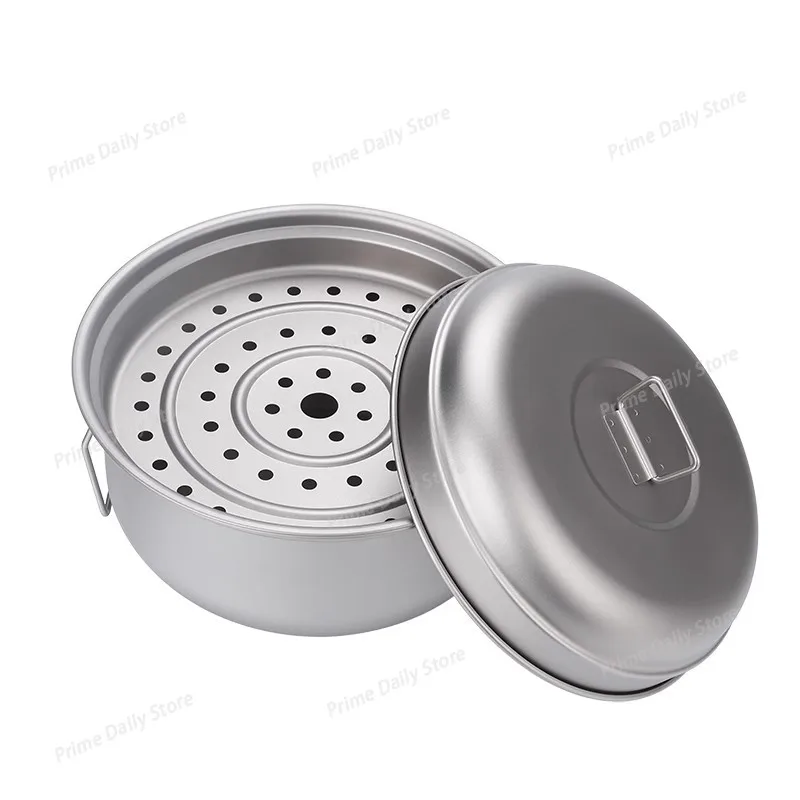 Pure Titanium Cookware Set, Large‑Capacity Portable Steamer and Stockpot for Outdoor Camping Picnic and Household Use