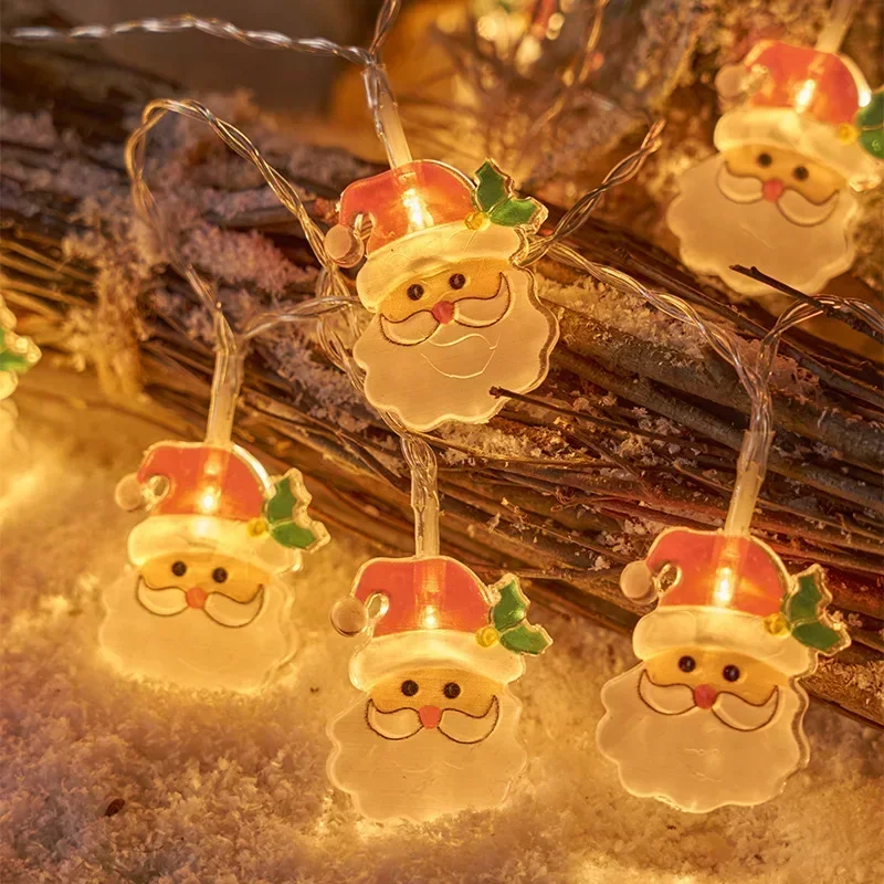 

2024 Christmas Lights String Santa Claus Snowman Battery-operated Garland LED Christmas Decorative Light Party New Year's Decor