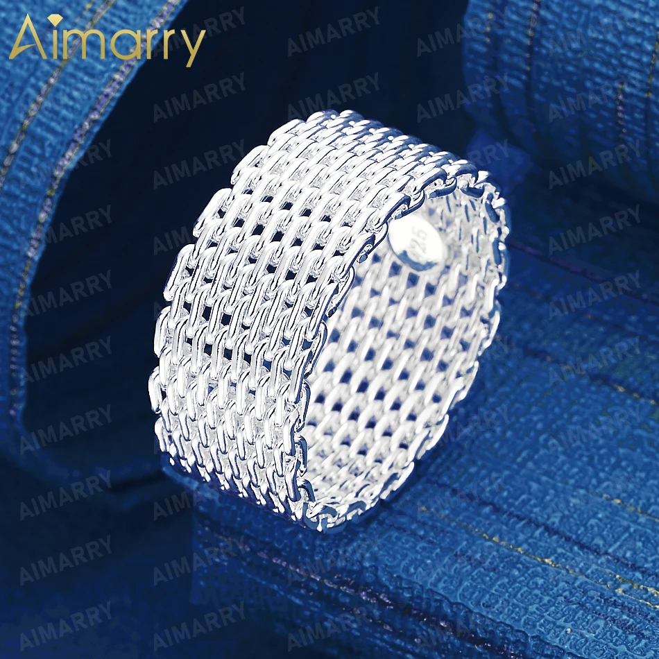 925 Sterling Silver 6-10# Multi-layer Woven Mesh Wide Ring for Women's Banquets and Weddings High-quality Fashion Jewelry