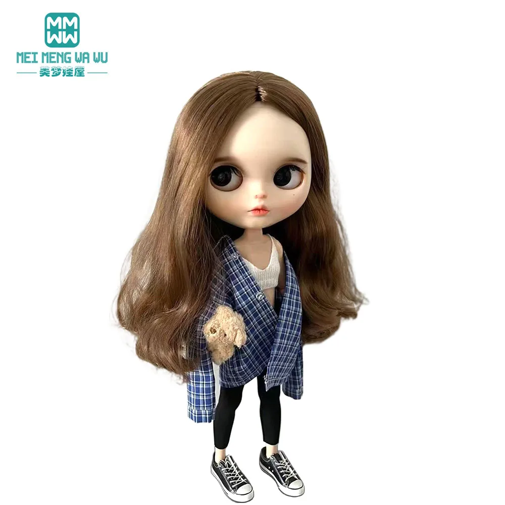 28cm Blyth 인형 옷 azon OB22 OB24 세련된 줄무늬 티셔츠 장난감 선물