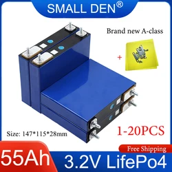 New 3.2V 55Ah LiFePO4 battery Grade A 3C Lithium iron phosphate DIY 12V 24V Motorcycle Car Motor batteries Modification M6 Stud