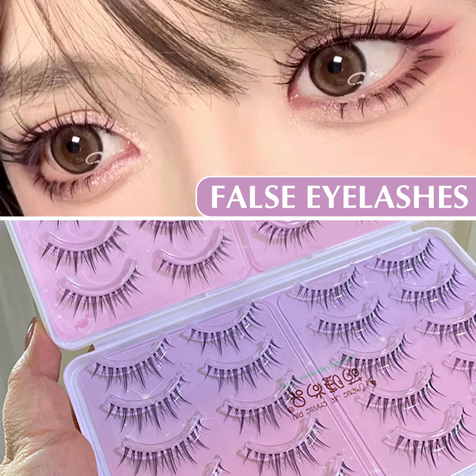 20 Pairs Comic Style False Eyelashes Dramatic Long Curling Thick Wispy Lashes Reusable Lightweight for Makeup Beginners