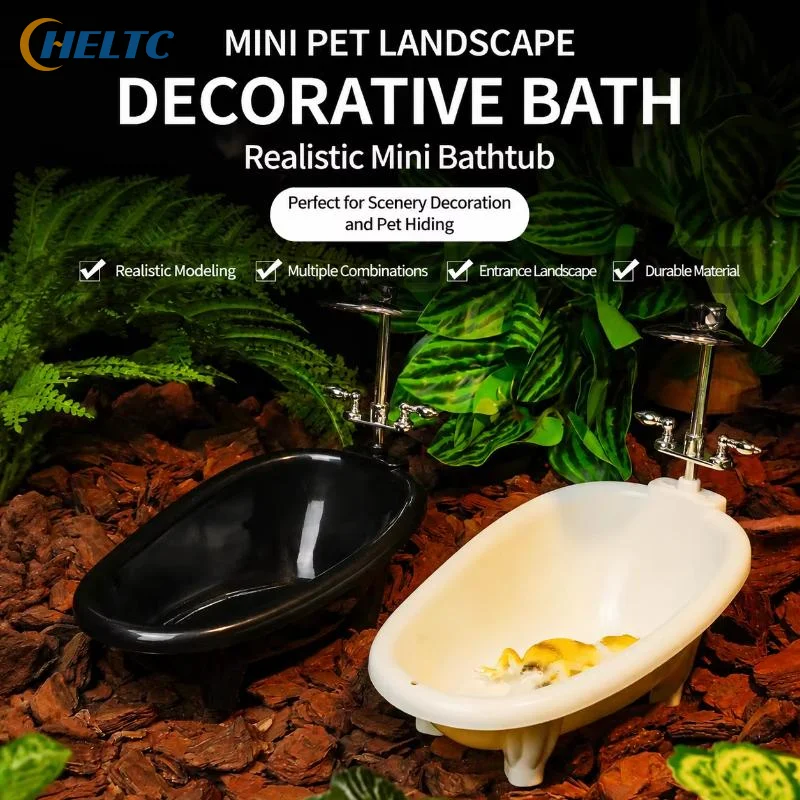 Dollhouse Miniature Mini Reptile Bathtub Burr Free Safe Edges Realistic Faucet For Leopard Gecko Bearded Dragon Small Terrariums