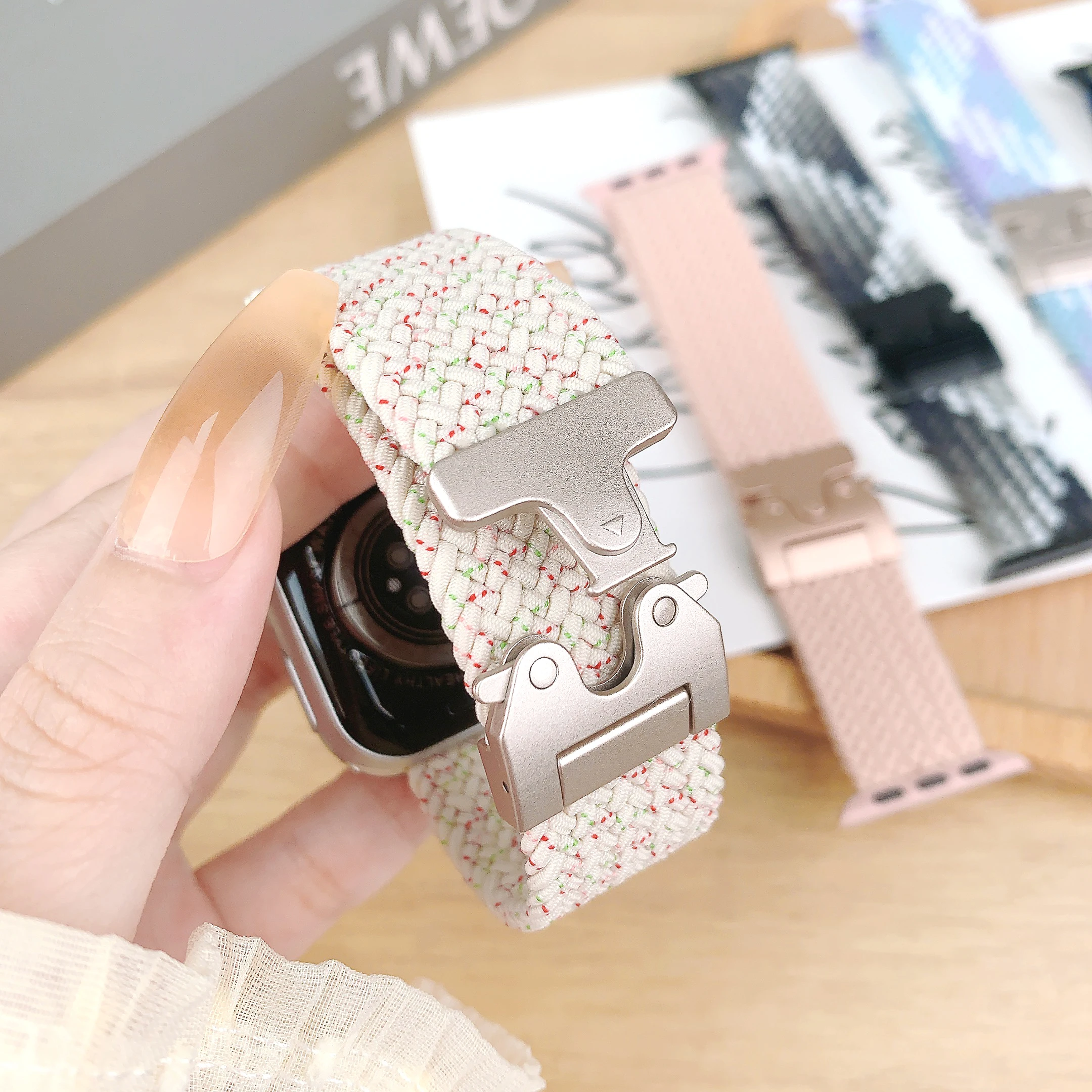 애플 워치 밴드용 패러슈트 스트랩 46mm 44mm 45mm 40mm 41mm 38 42mm 49mm 코레아 브레이슬릿 아이워치 시리즈 울트라 11 10 9 8 7 6 SE