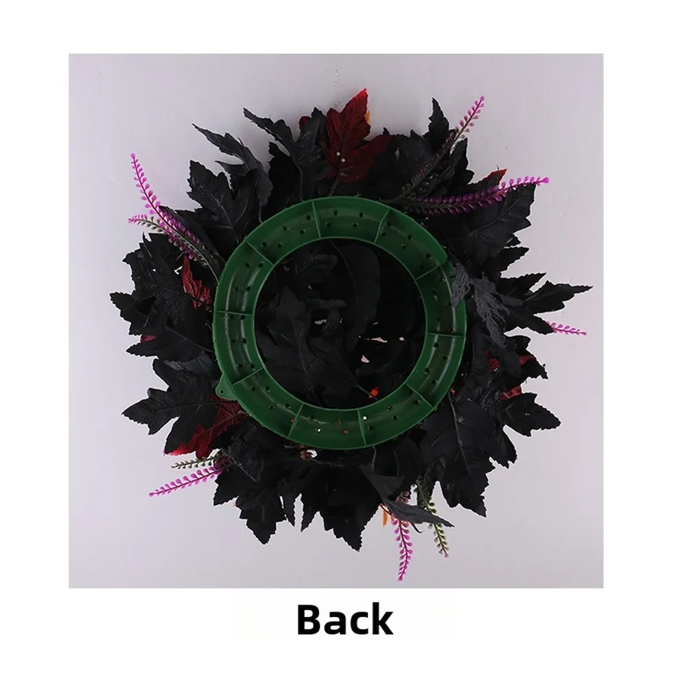 Black 17.72in Witch Pumpkin Halloween Wreath for Door Hanging Festive Party Home Decoration Cloth Foam Plastic