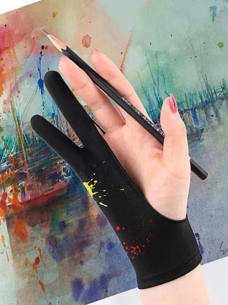 1Pcs Painting Anti-Stain Gloves Suitable for Drawing Sketching Anti-Abrasion Anti-Sweat Anti-Dirt Two-Fingered Drawing Gloves