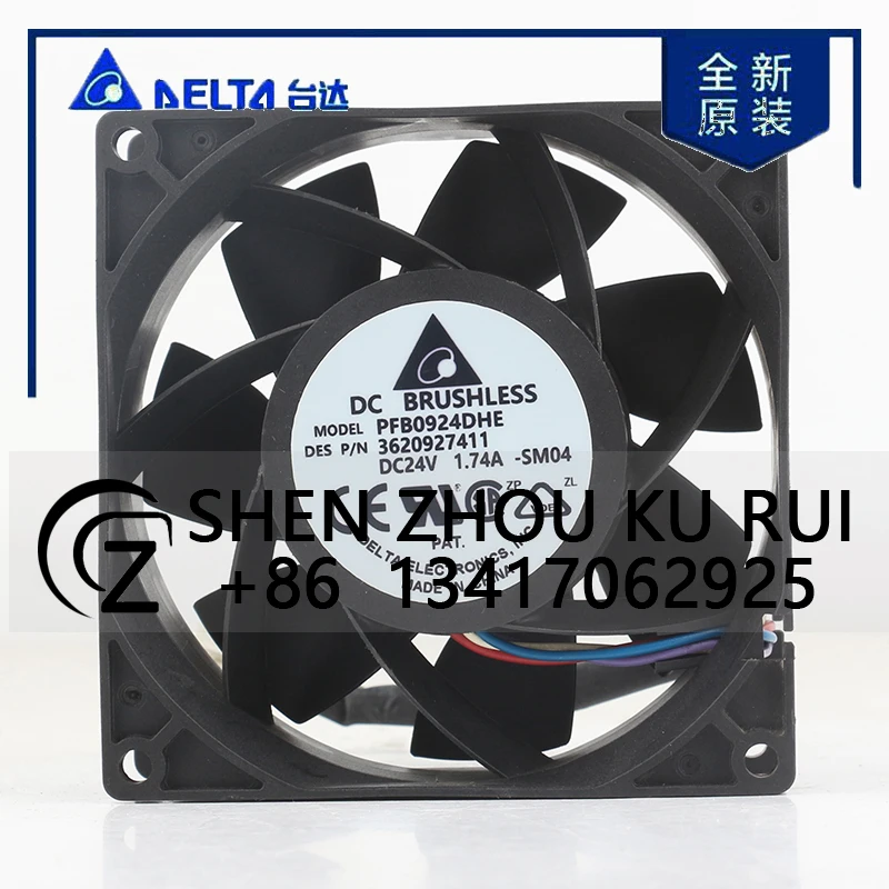 دلتا 5 فولت 12 فولت 48 فولت تيار مستمر 24 فولت 1.74A التيار المتناوب EC 9038 90X90X38 مللي متر 9 سنتيمتر الهيكل محول تردد الكرة ارتفاع حجم الهواء PFB0924DHE مروحة التبريد