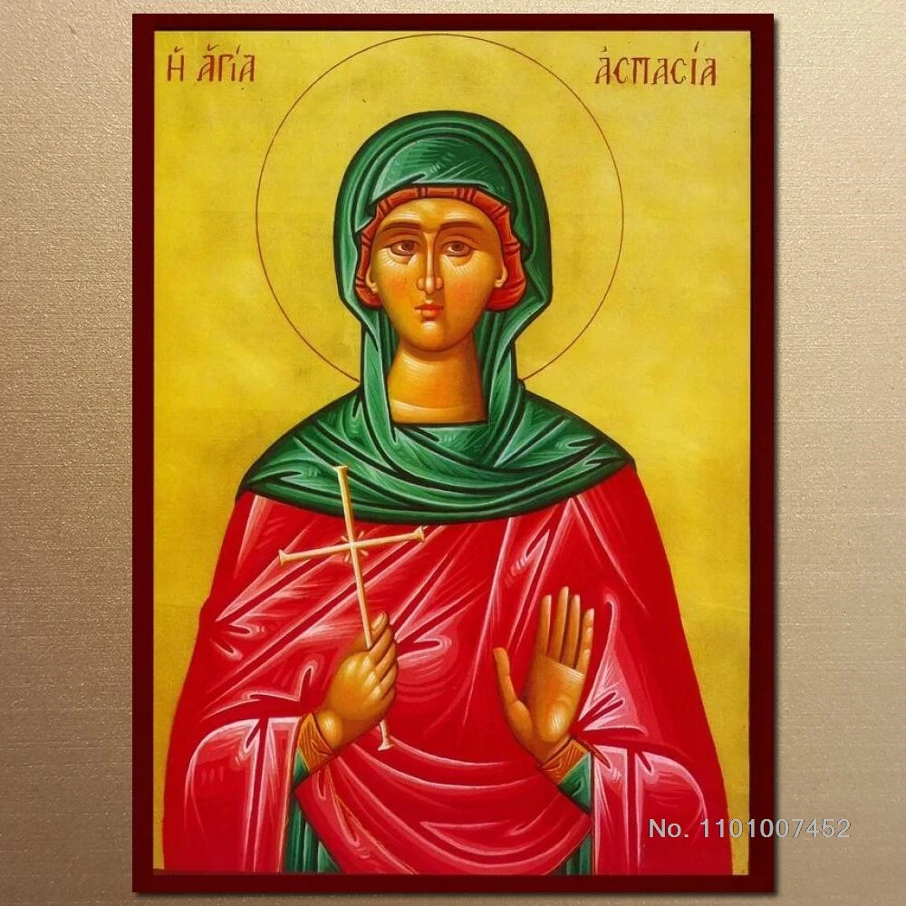 Saint Aspasia icon Canvas Wall Art Orthodox HD Poster Printed Byzantine Painting Religious Picture Sitting Room Decor Large Gift