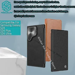 For Samsung Galaxy S24 Ultra/S24 Plus/S24+ Nillkin ​Qin ProP Flip leather Case lens holder shockproof phone case shell PU