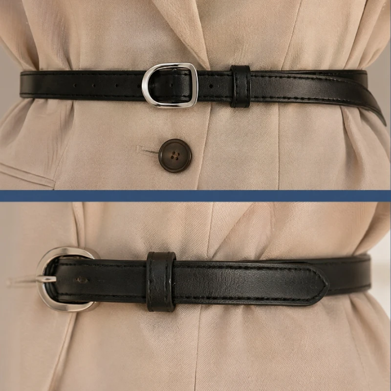 PU Leather Belt for Men Women, Casual Simple Perforated Design, Versatile Waist Belt Matched with Jeans