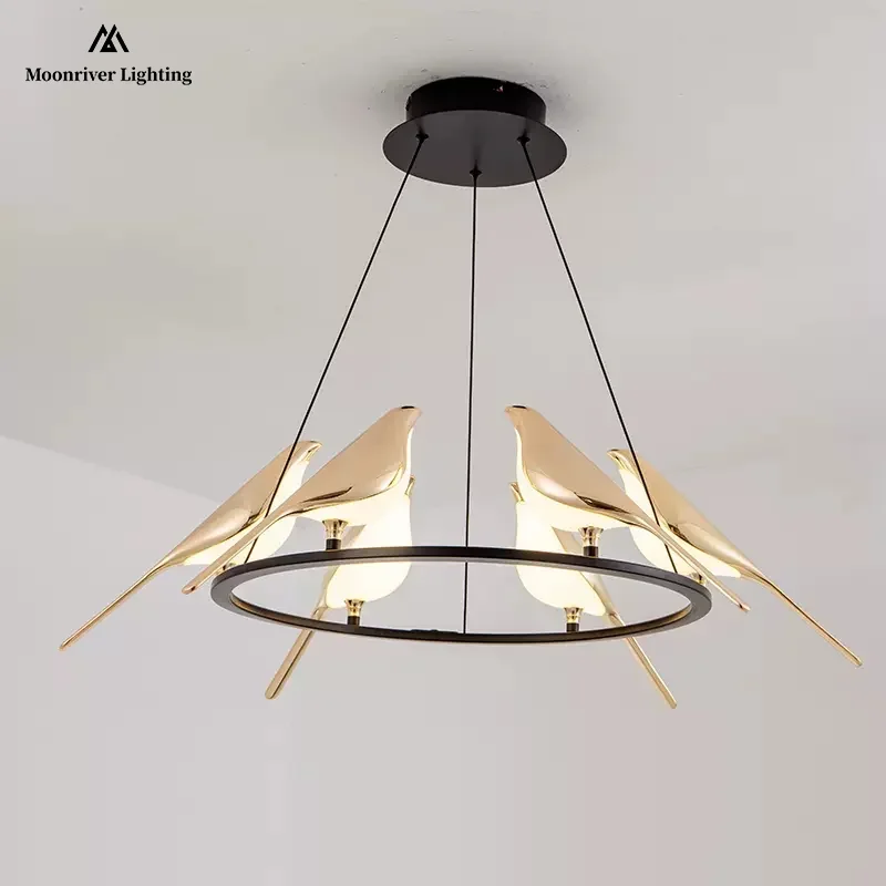 Magpie Bird Chandelier Animal Hanging Lamp Children\' Room Droplight Modren Style Pendant Light for Home Decor Appliances 2024