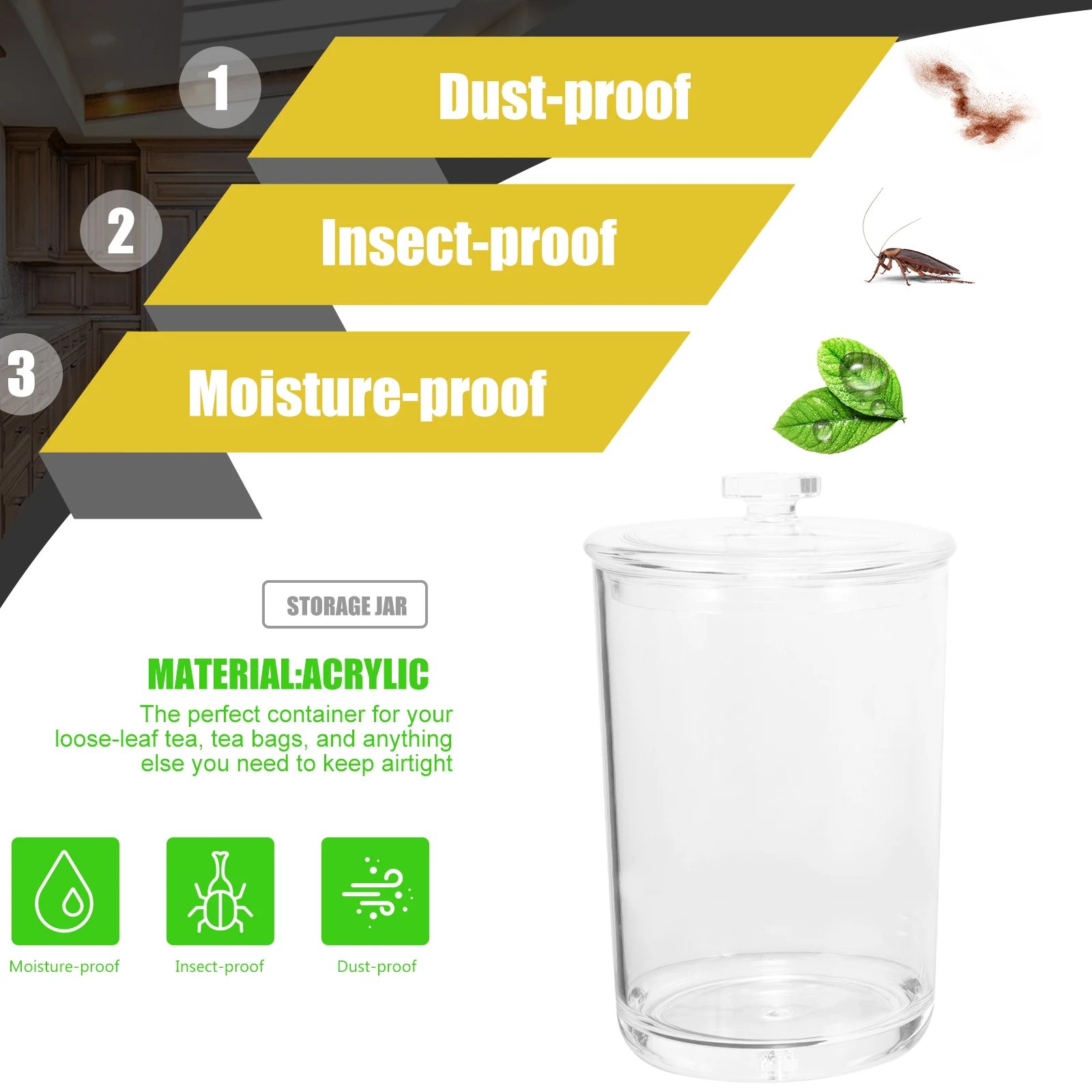 

3Pcs Small Jars with Lids Perfect for Loose Leaf Tea Cereal Nuts Dried Fruits Airtight Storage Sweet Jars Candy Jar