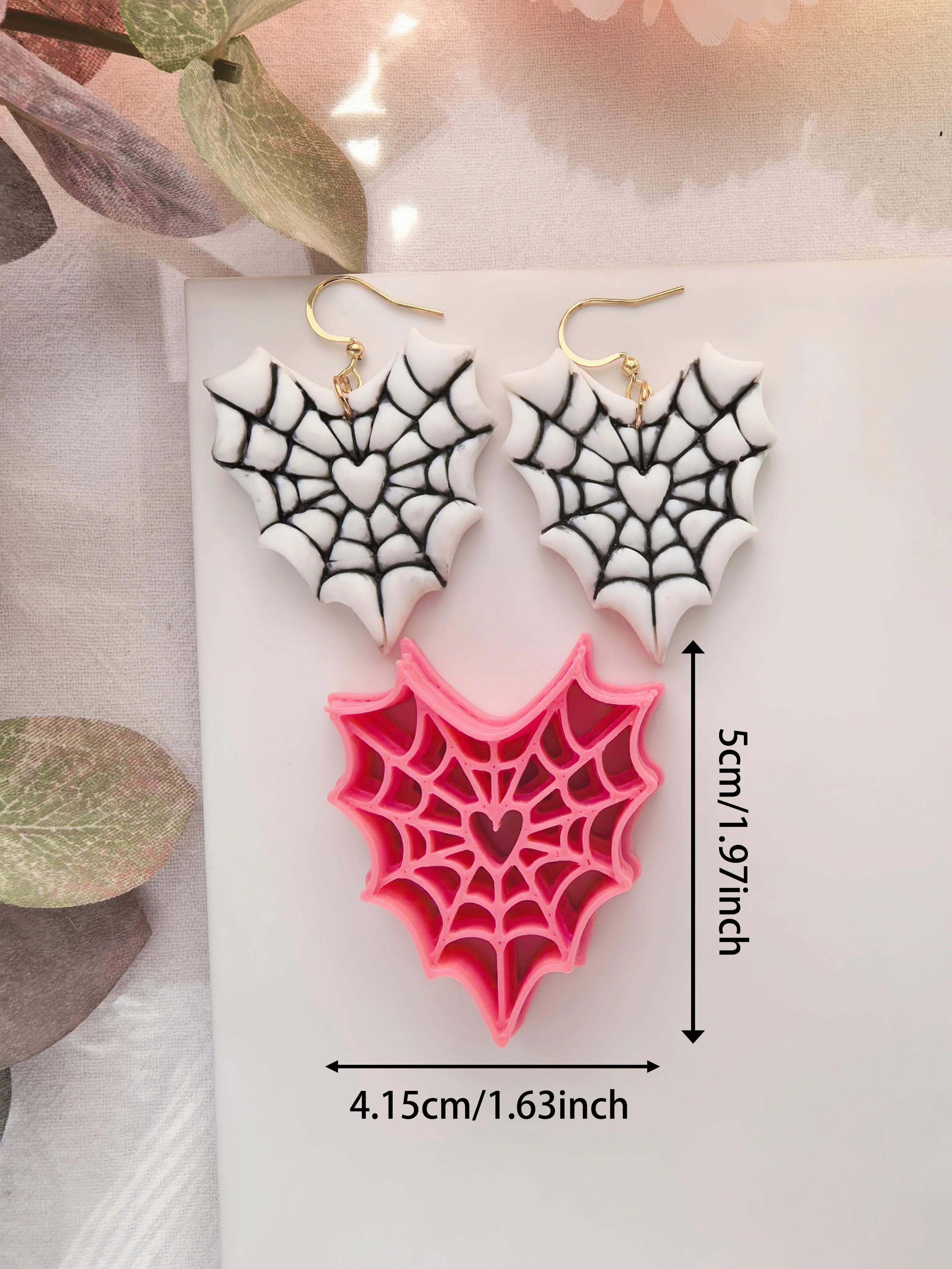 Halloween Serie Polymer Clay Cutter Bat Spider Web Cat Cross Coffin Shape Clay Cutting Dies, DIY Jewelry Making Tool For Earring view 5
