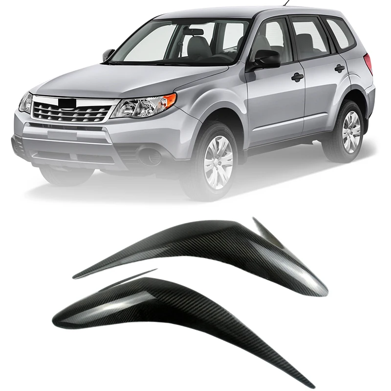 

ABHY-For Subaru Forester 2013-2018 Carbon Fiber Car Sticker Front Headlights Eyebrow Eyelid Trim Cover Accessories