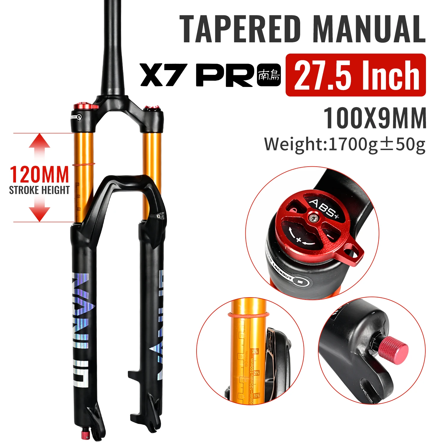 自転車用 エアサスペンションフォーク X7 PRO 27.5インチ S8b4919e16905421383122d04de3fc
