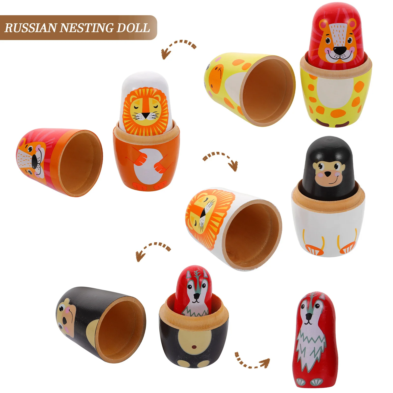 1 ensemble de nidification girafe peinte à la main, Design Animal de dessin animé coloré, décoration de café pour la maison, le bureau, nidification russe