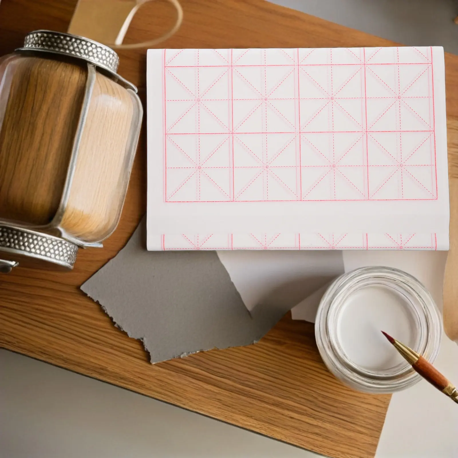 

50 листов прочной бумаги Xuan из бамбуковой целлюлозы с сеткой 7,5 см, полуабсорбирующая, для практики каллиграфии, для студентов и художников