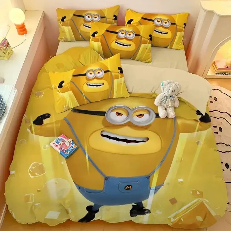 

Anime Minions Duvet Cover Pillowcase Kids Bedding Set Cute Print Bedroom Decoration Duvet Cover Set Single Double Bed Gift