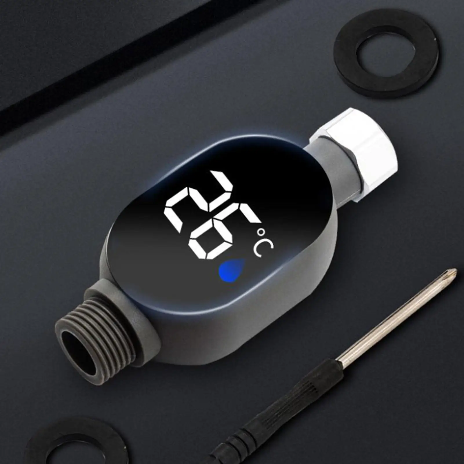 أسود الحمام شاشة LED مقاوم للماء المنزل دش المياه ميزان الحرارة المياه دقيقة قياس درجة الحرارة متر الحمام #5