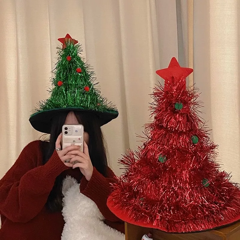

Red Christmas Tree Shape Hat Xmas Adult Kids Photo Props Noel Hat Merry Christmas Decor 2025 Feliz Navidad Happy New Year 2026