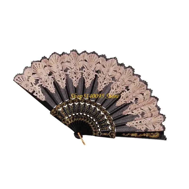 Dxae gouden bloemen vouwen handventilator vrouwen opvouwbare handheld fan voor bruiloftskerk dansende feest huisdecoraties