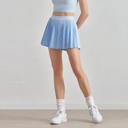 Solid Color Women Tennis Skirts High Waist Yoga Tennis Shorts Dress With Pockets Pleated Pocket Skirt Anti-Exhaust Quick Dry