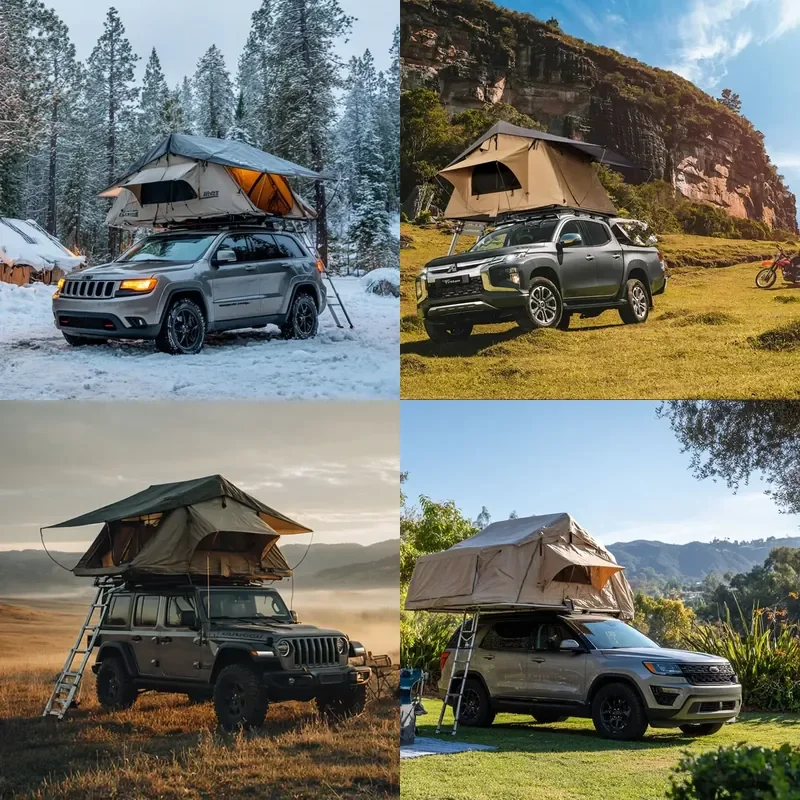 All-Season Windproof Waterproof PU3000mm Car Roof Tent SUV Oxford Fabric 2-3 Person Capacity Insulated Lining Sunroof Option