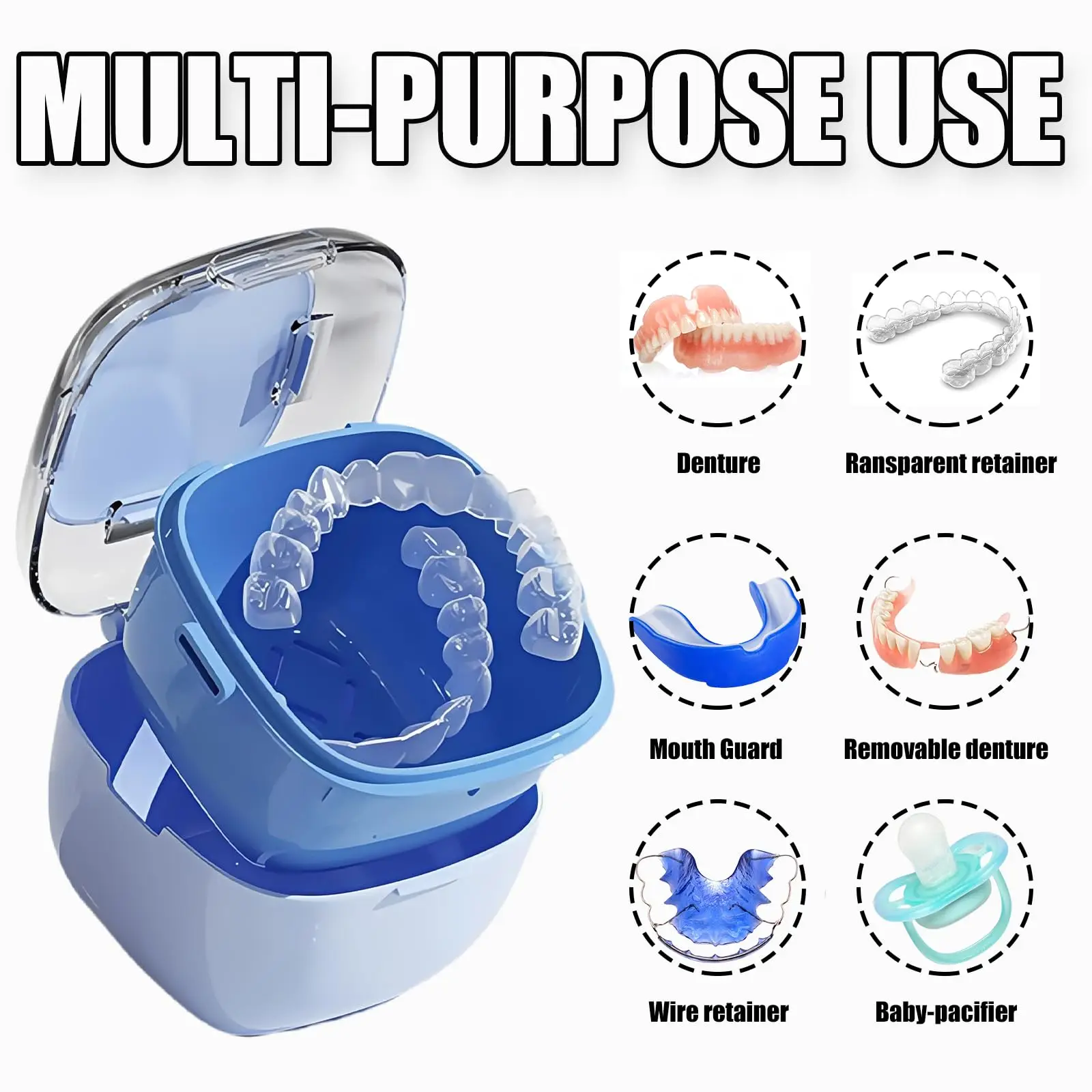 1 قطعة Enture صندوق تخزين أسنان المسنين المحمولة نقع صندوق غير مرئية الأقواس تقويم الأسنان التجنيب تنظيف وتنظيف صناديق #3