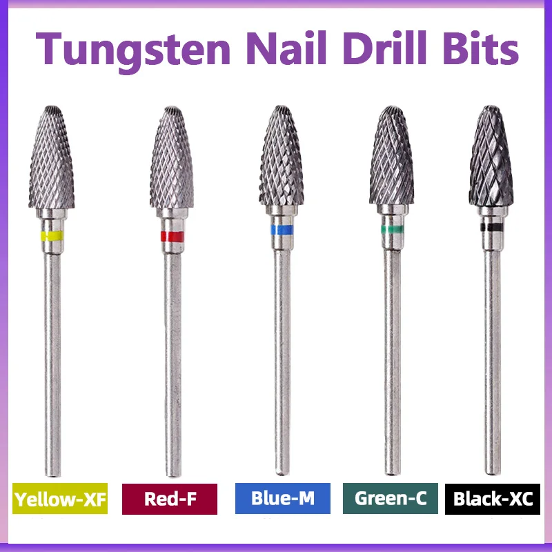 2.35mm Tungsten Nail Drill Bits Pedicure Milling Cutter Grinding Head Sander Accessories Tool for Electric Cuticle Clean Rotary