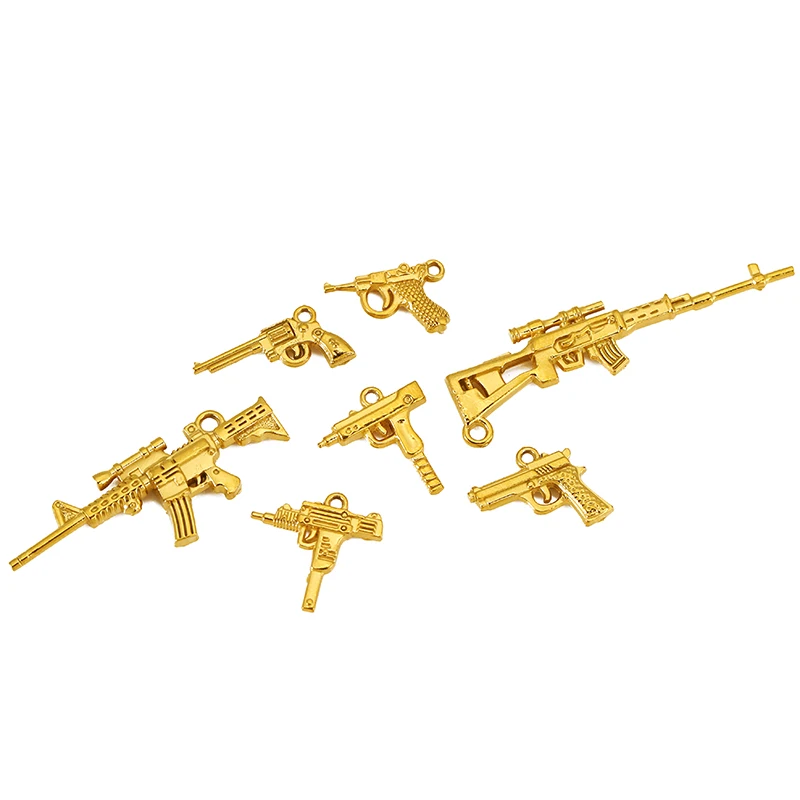 3pcs Stainless Steel Vintage Simulation Gun Charm Pistol Shape Pendant for DIY Necklace Punk Keychain Jewelry Making Accessories - Image 2