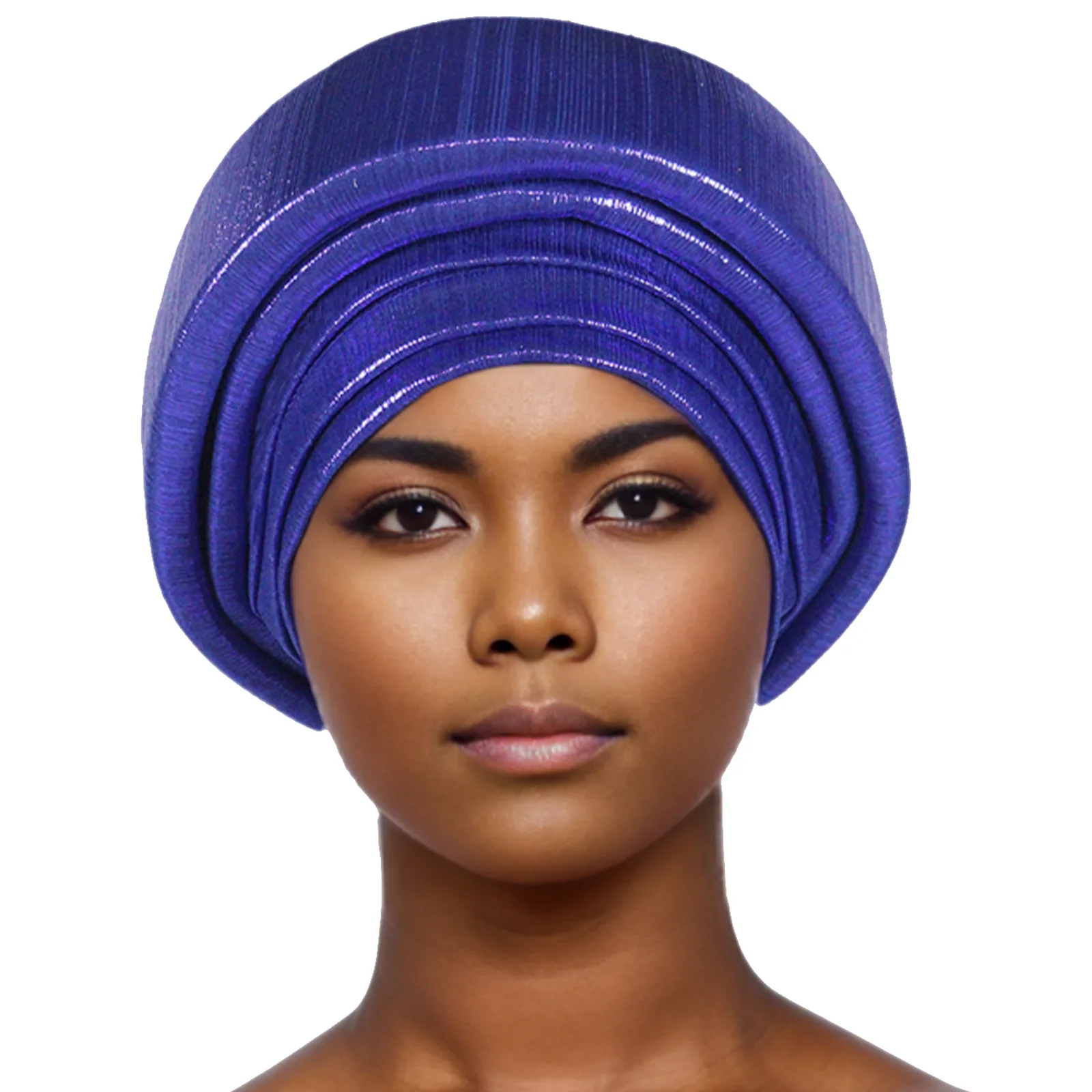 Already Made African Headtie Turban Cap Nigeria Party Headgear Female Head Wraps Pleated Auto Gele Cap Headpiece