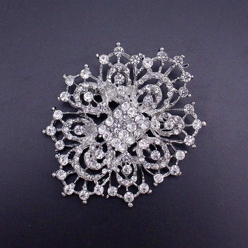 TANGTANG Brooch For Women Clear Crystal Rhinestone Brooches Wedding Party Prom Bridesmaid Flower Brooch Jewelry Gift, BH7729