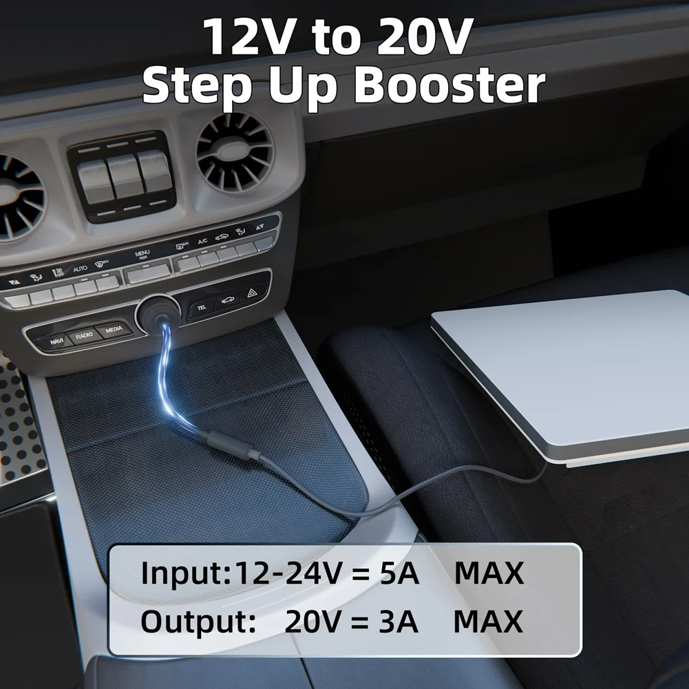 2026 New Mini Car Adapter with Step Up Booster,Power Converter to 20V 3A for Mini Lighter Power Adapter
