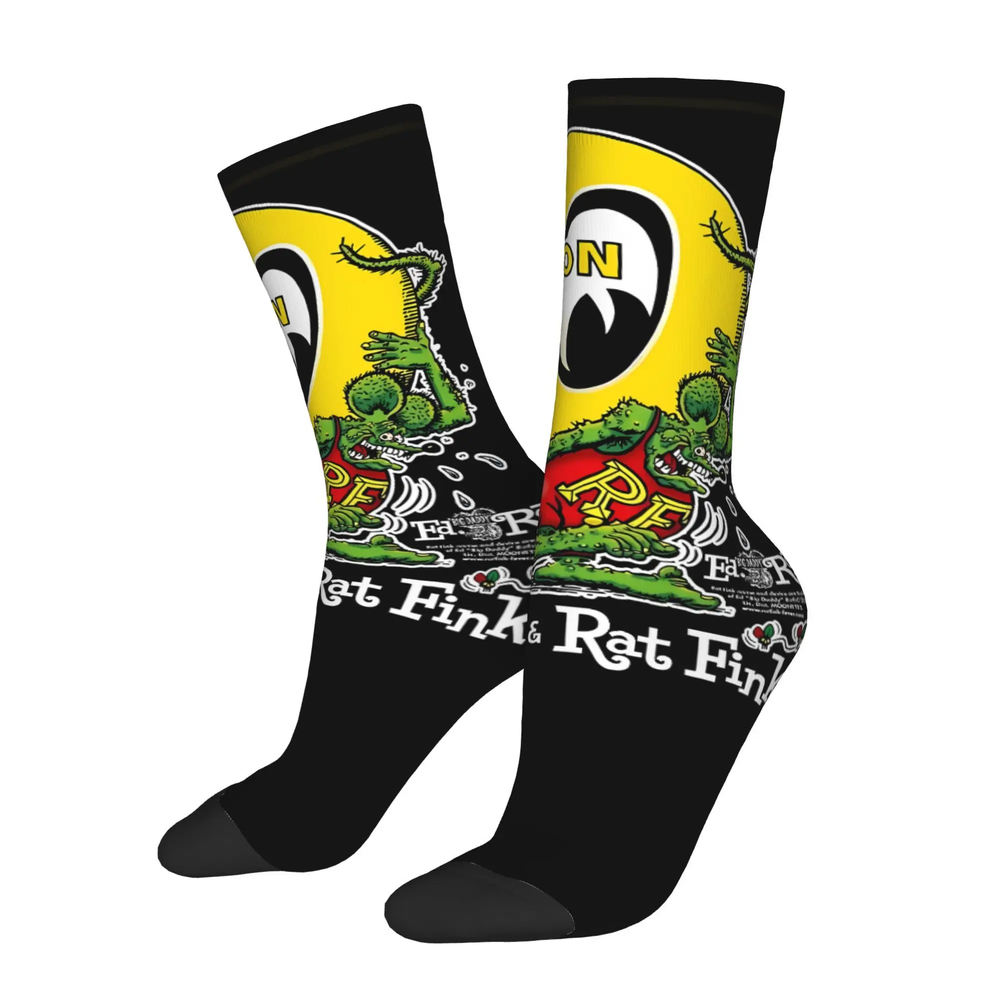

Funny Crazy Sock for Men Moon eyes Rat Fink Harajuku Pattern Printed Crew Sock Novelty Gift