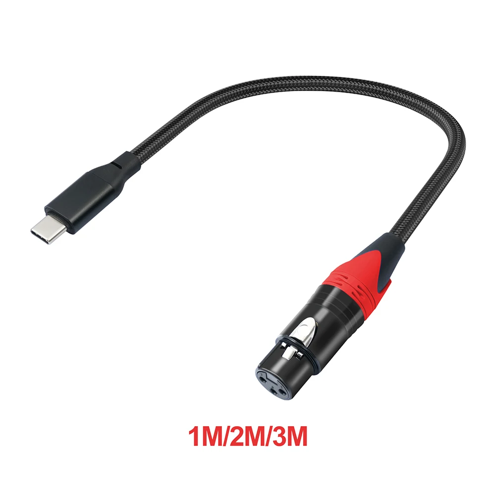 1/2/3M USB C To XLR Female Cable Plug and Play USB C Microphone Cable USB C To XLR Female Microphone Cable for Audio Recording