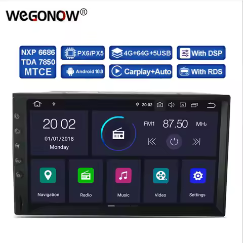 DSP PX5 IPS Android 11 4GB RAM+64GB Car DVD multimedia player 2 Din RDS Radio GPS Map Bluetooth 5.0 Wifi for Nissan Universal