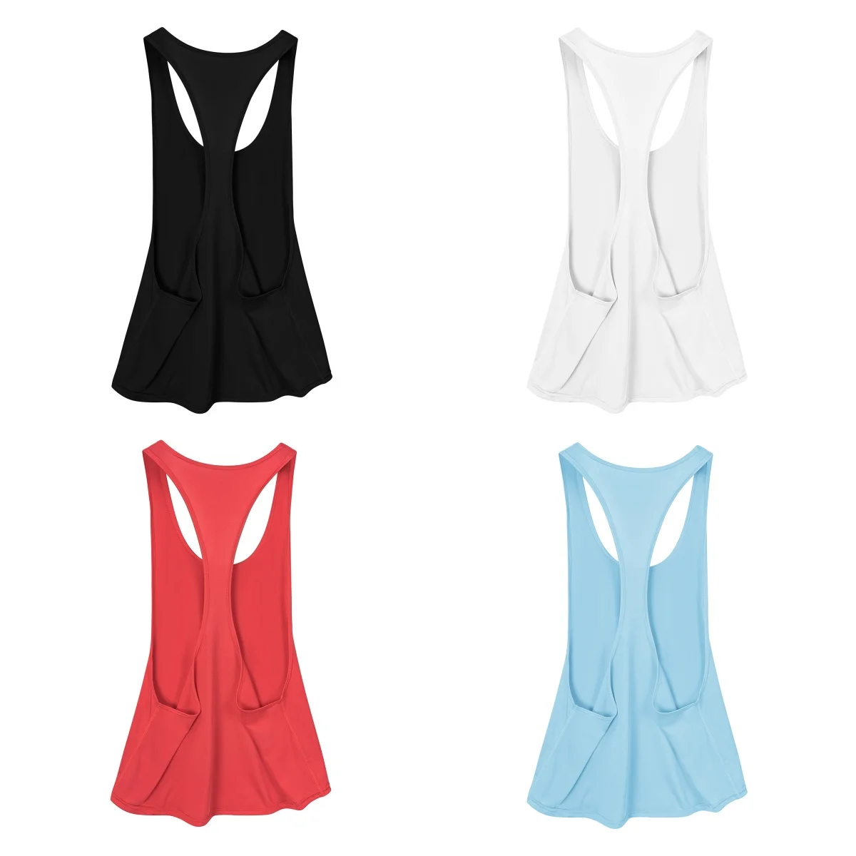 STOUREG Women\'s Sleeveless Gym Top Sports Fitness Sports Vest T-shaped Quick Drying Slim Running Sports Vest Workout Top